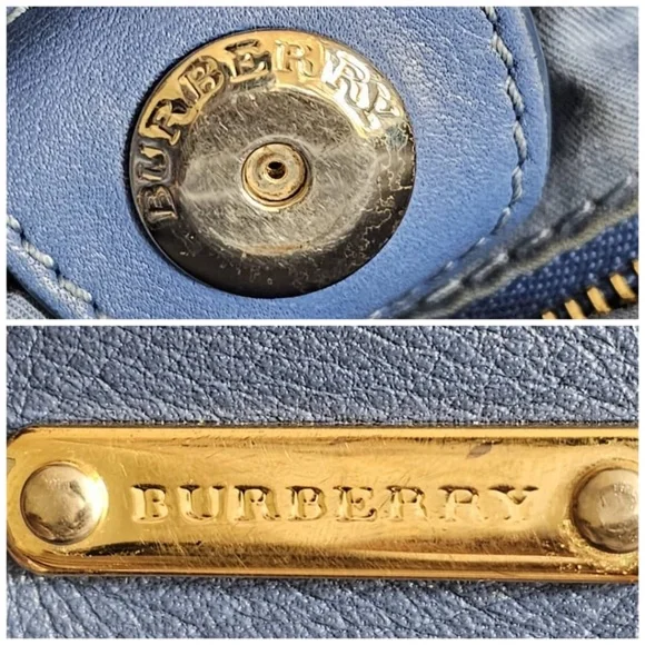 Authentic Burberry Leather Canterbury Tote Royal Blue - Picture 5 of 11